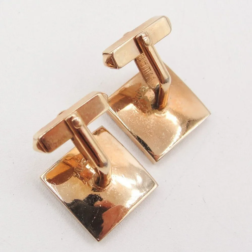 Vintage Swank Gold Tone Waffle Square Cufflinks Geometric Grid Block Pattern MCM